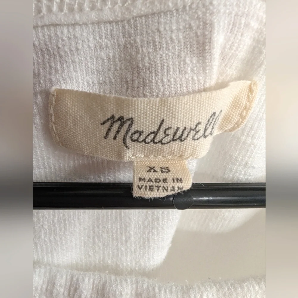 Madewell Ribbed High Neck Cotton Blend Tank Top White Size XS - Picture 4 of 4